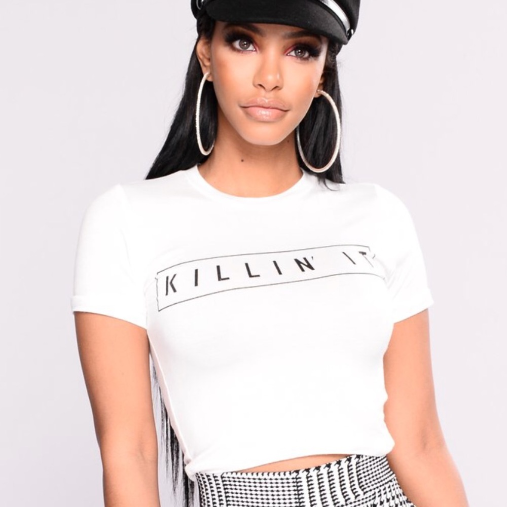 Fashion Nova - Killin it crop top - white - xs